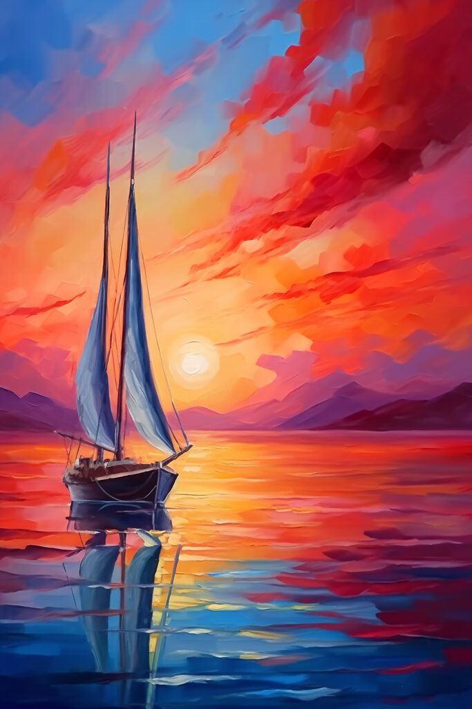 Painting of a sailboat in the water