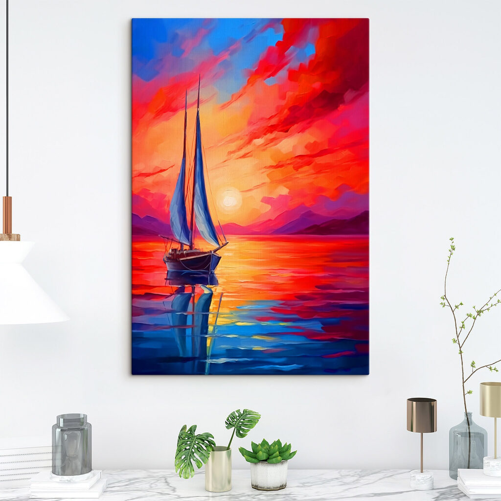 Painting of a sailboat in the water