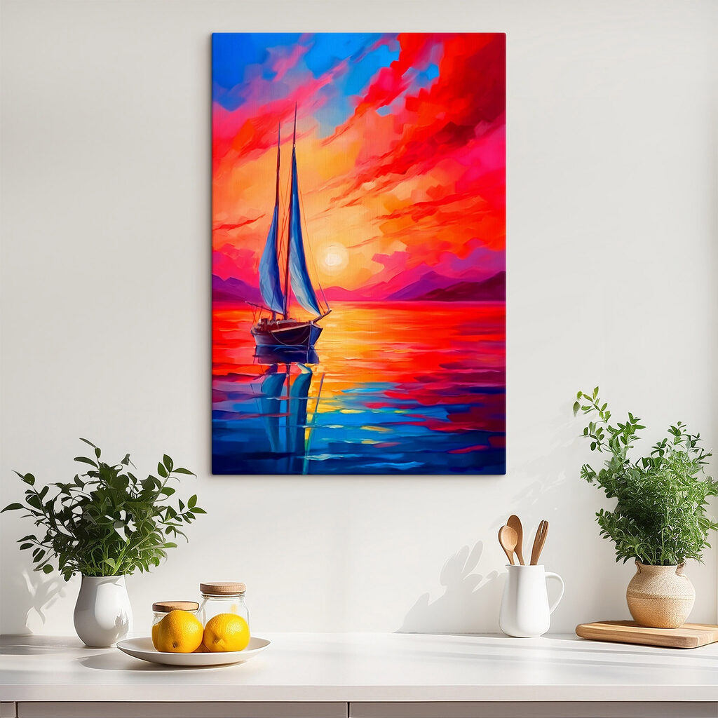 Painting of a sailboat in the water
