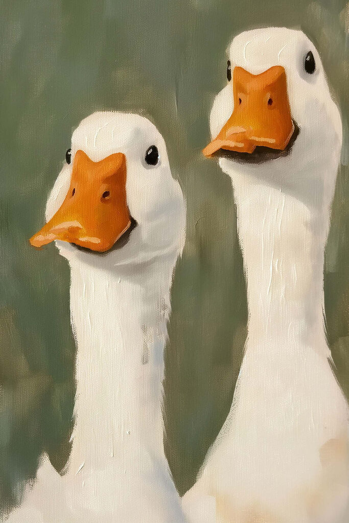 Painting of two white ducks