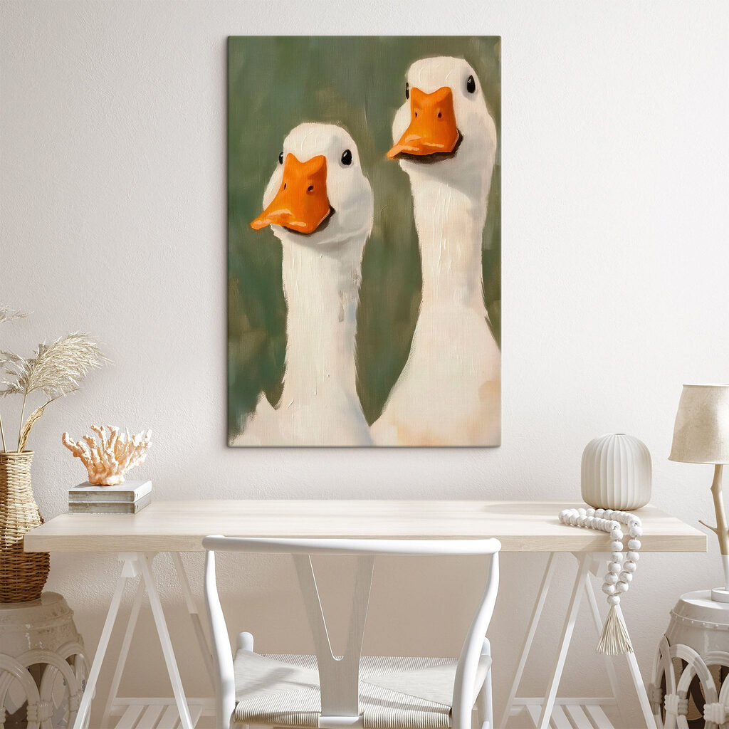 Painting of two white ducks