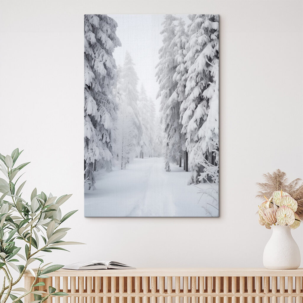 Snowy path with trees