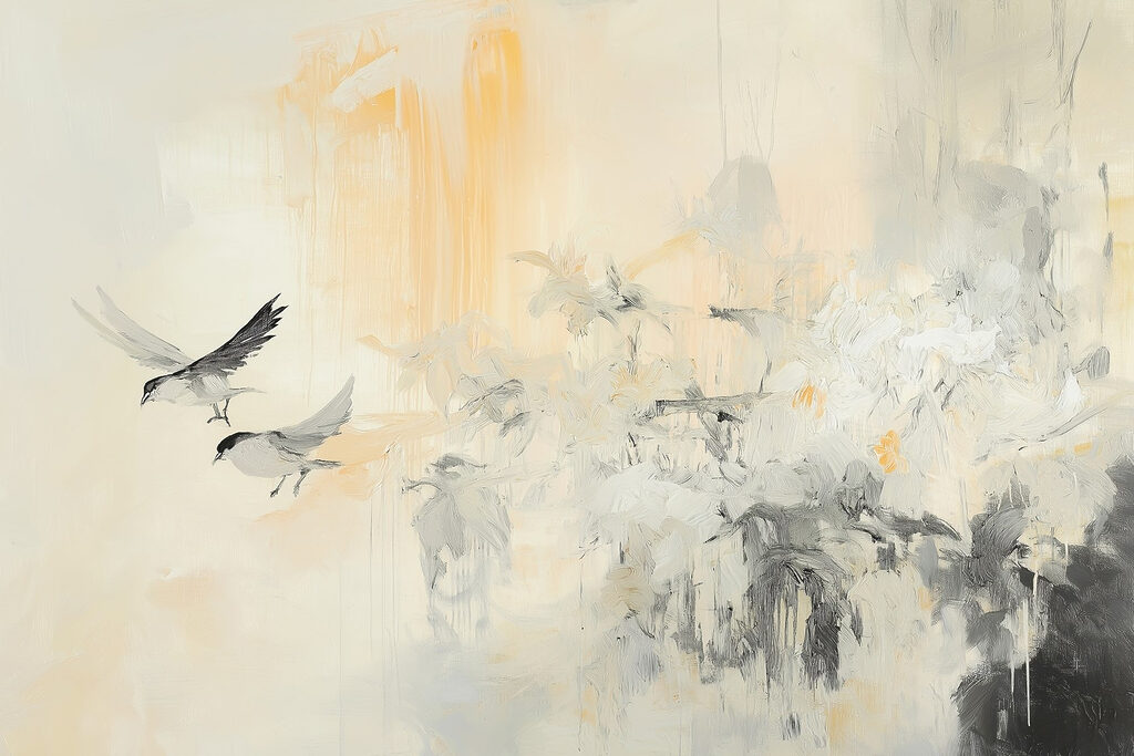 Painting of birds flying in the air