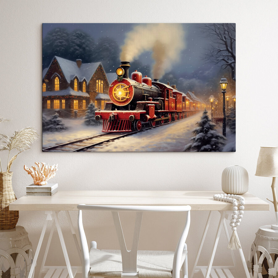 Train on the tracks in the snow Train on the tracks in the snow