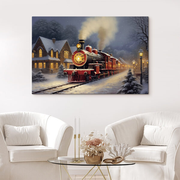 Train on the tracks in the snow Train on the tracks in the snow