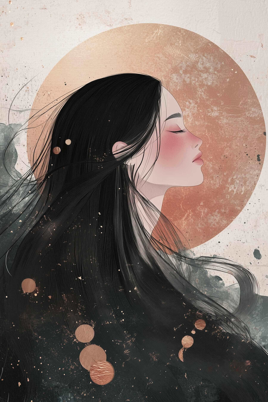Woman with long black hair Woman with long black hair
