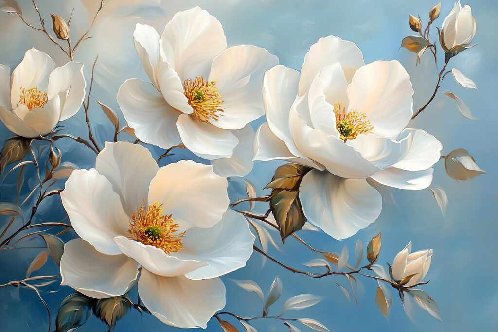 Painting of white flowers