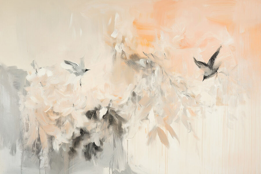 Painting of birds flying in the sky Painting of birds flying in the sky