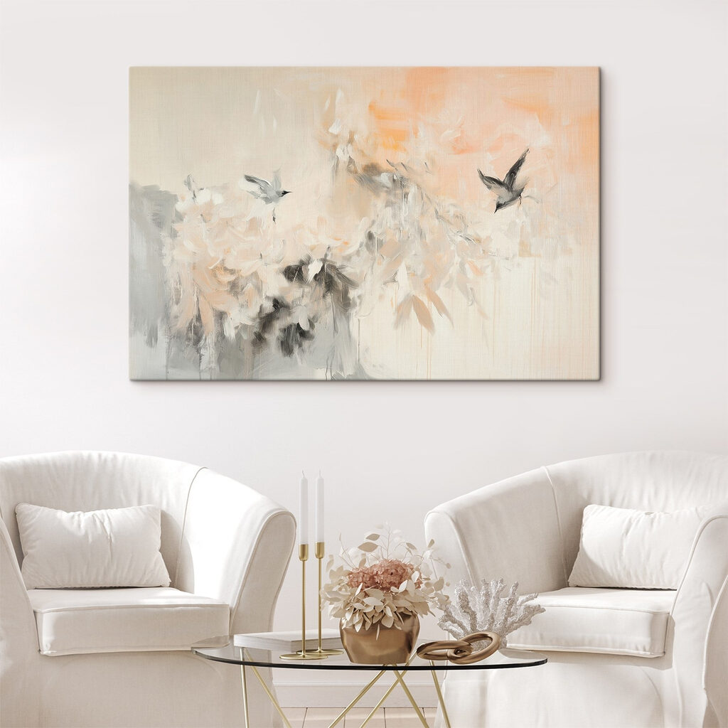 Painting of birds flying in the sky