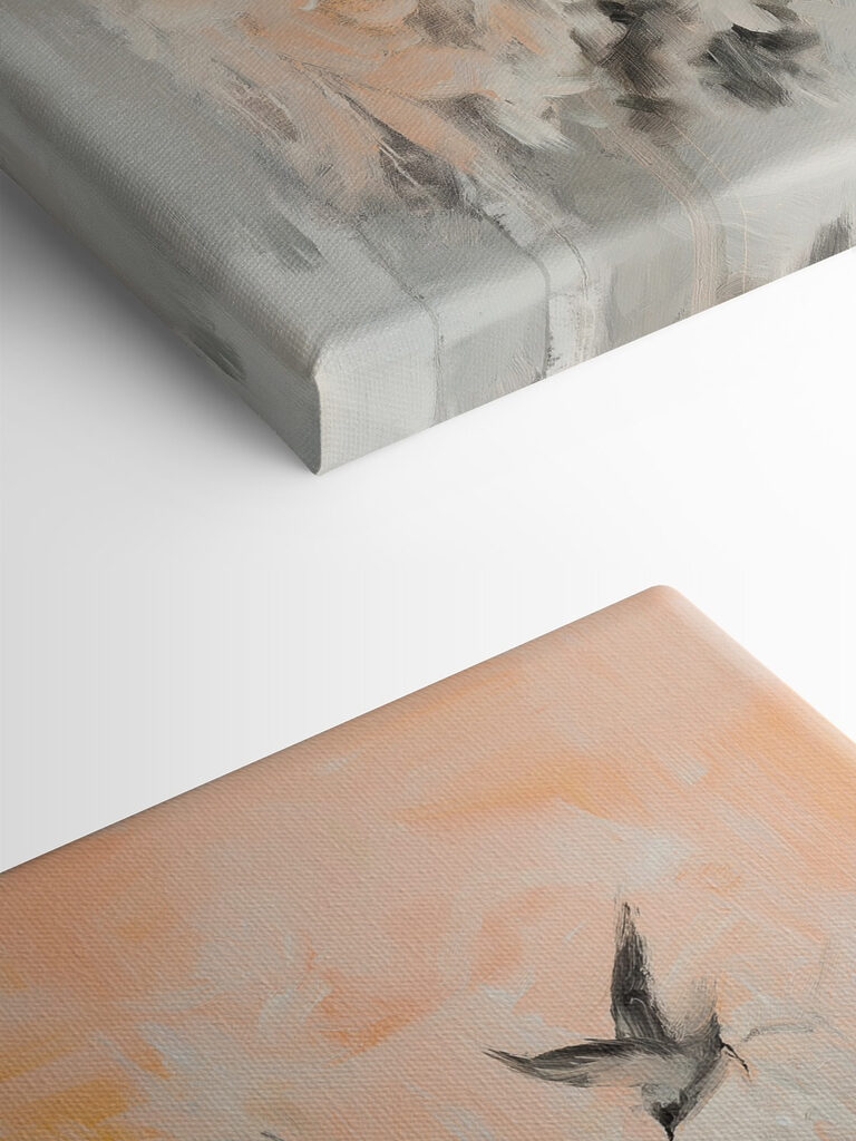 Painting of birds flying in the sky