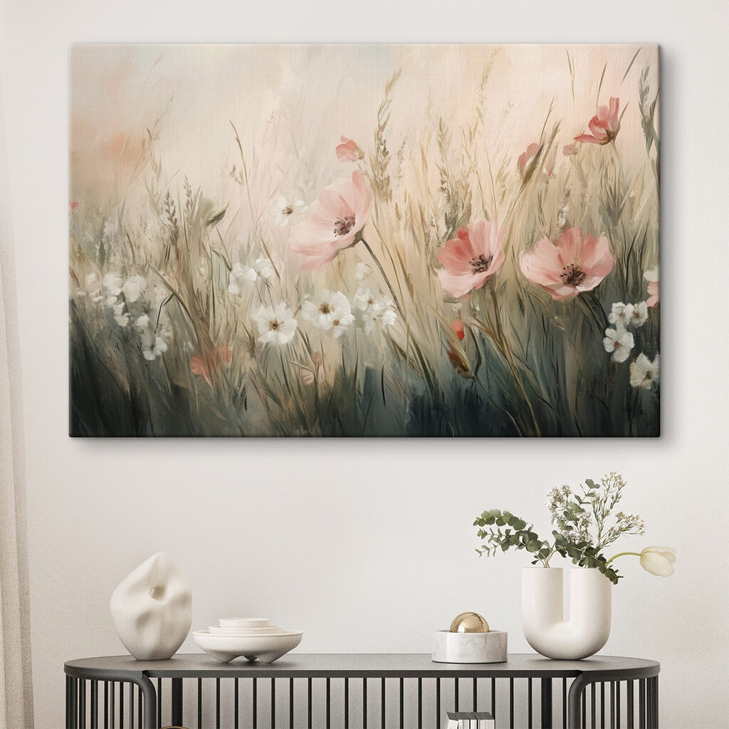 Painting of flowers in a field Painting of flowers in a field