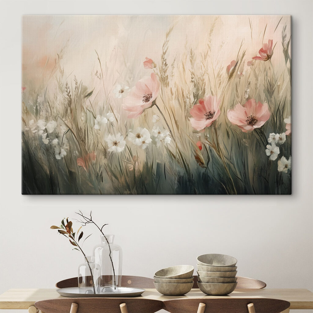 Painting of flowers in a field Painting of flowers in a field