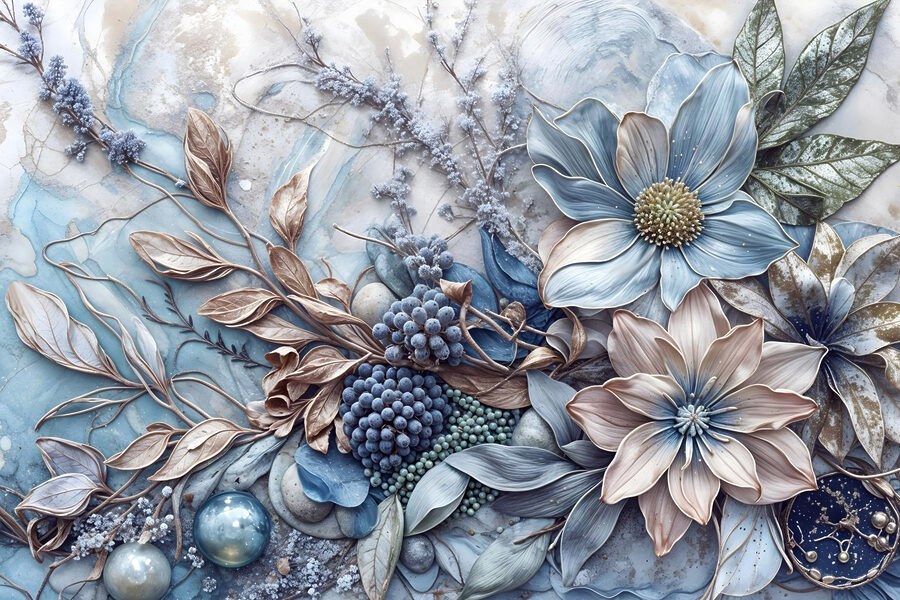 Floral arrangement in cool tones Floral arrangement in cool tones