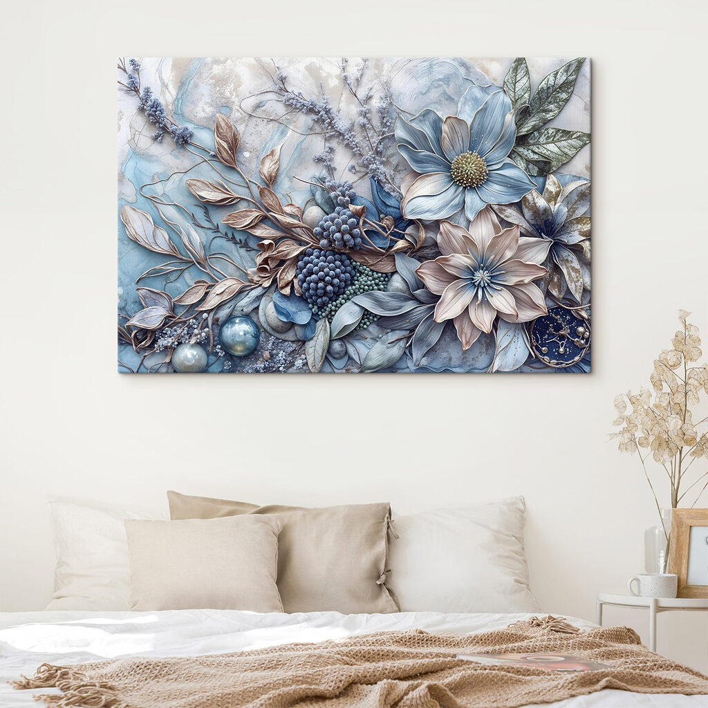 Floral arrangement in cool tones