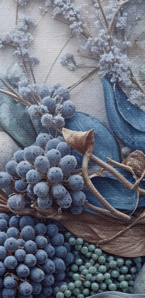 Floral arrangement in cool tones