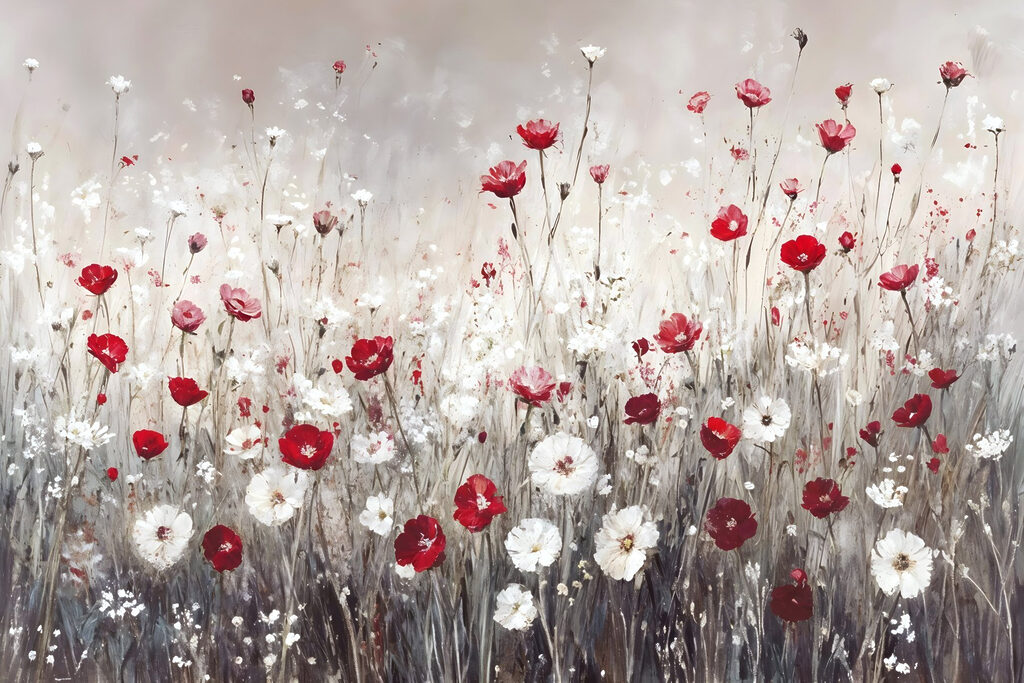 Painting of red and white flowers Painting of red and white flowers