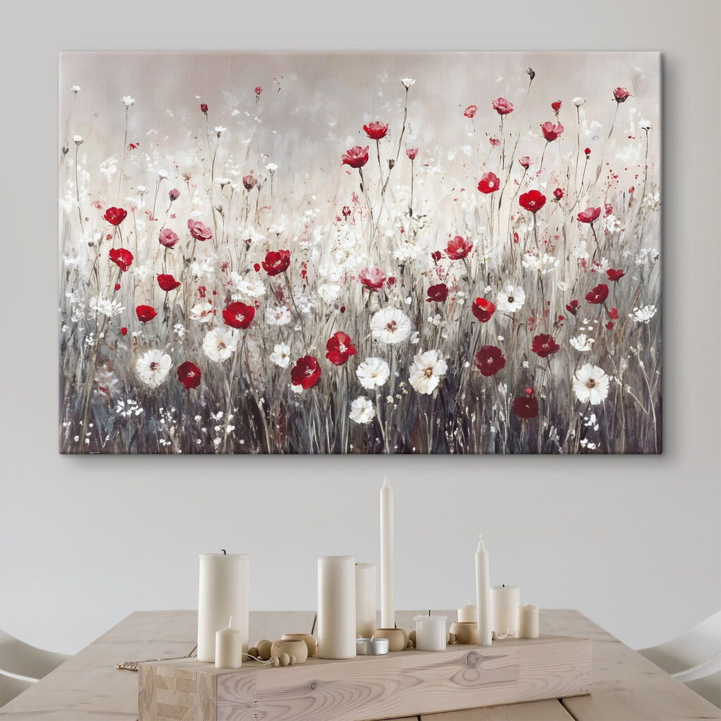 Painting of red and white flowers Painting of red and white flowers