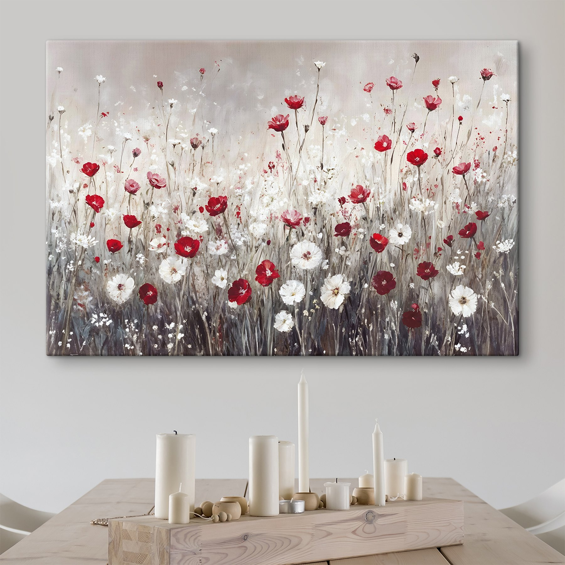 Painting of red and white flowers Painting of red and white flowers