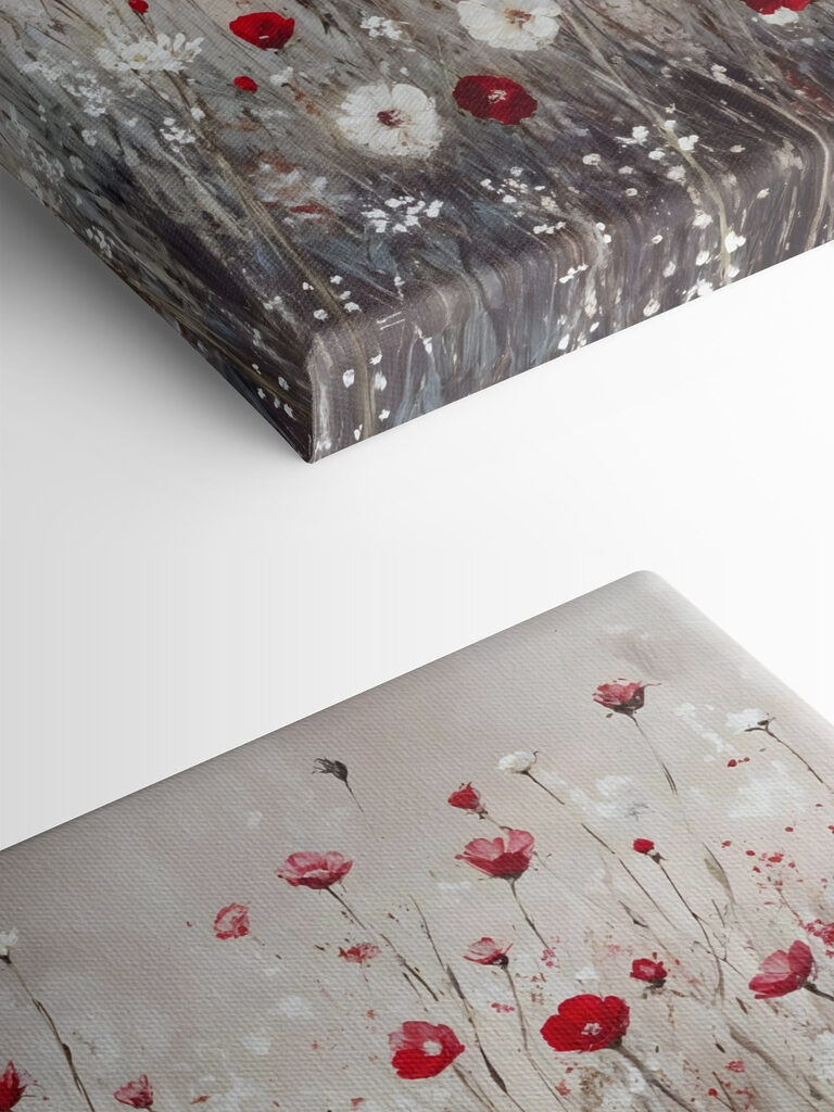 Painting of red and white flowers Painting of red and white flowers