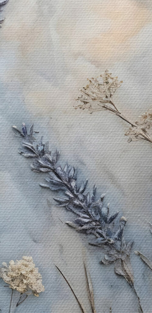 Painting of flowers and leaves