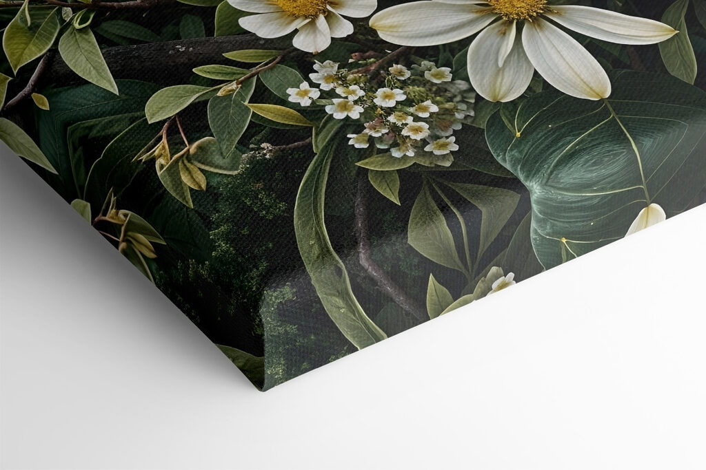 Birds on a branch with flowers