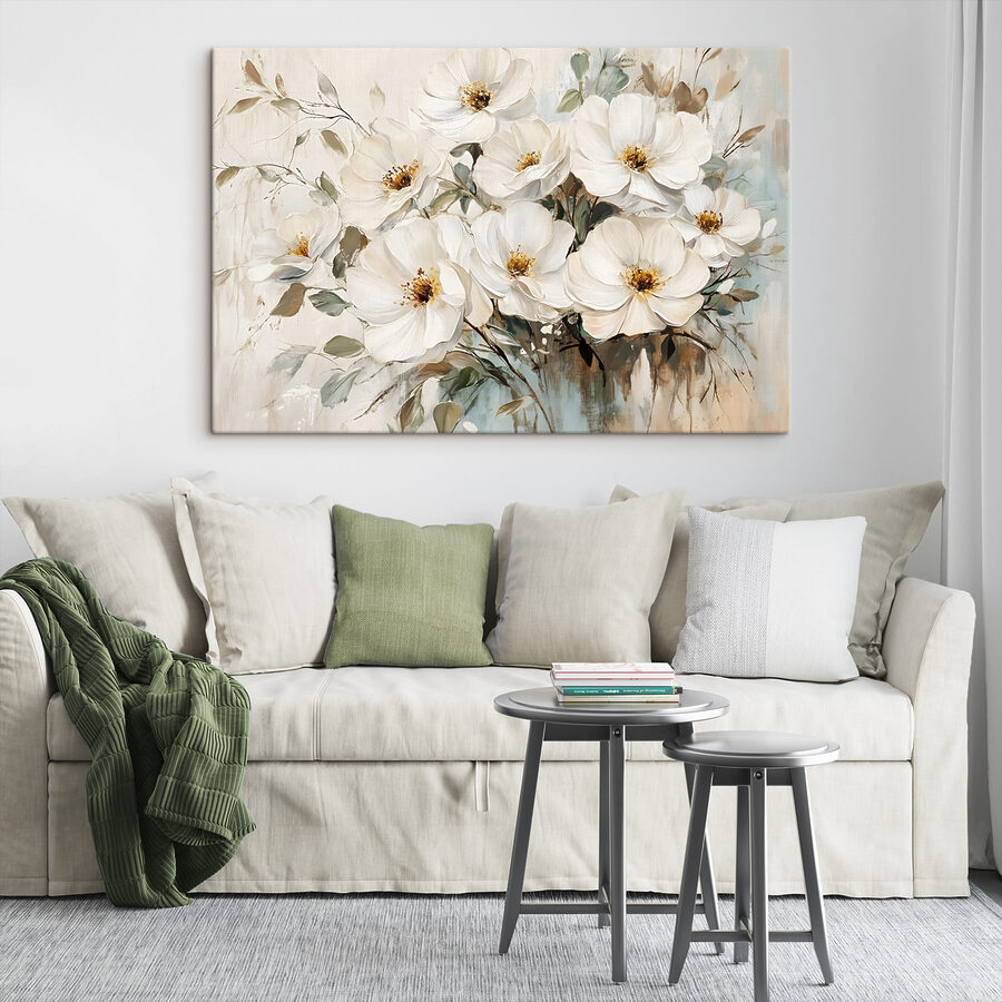 Painting of white flowers Painting of white flowers