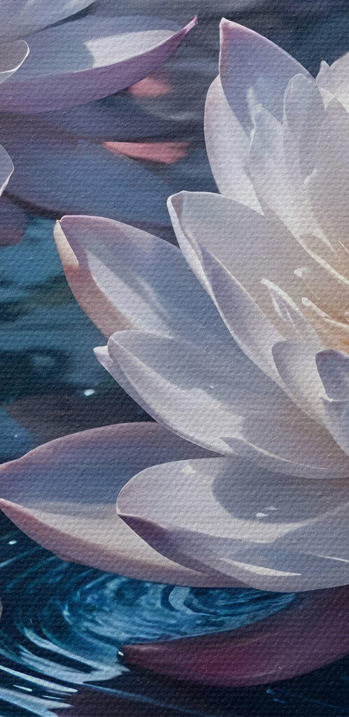 Group of white flowers in a pond