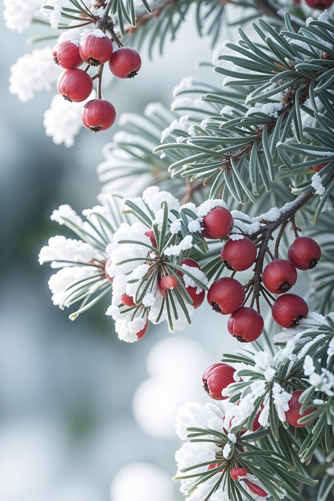 Winter berries amidst frosty branches