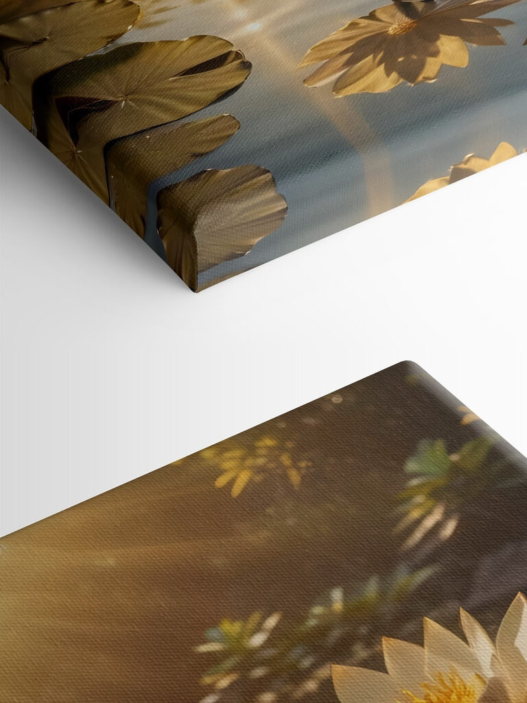 Group of white flowers in a pond