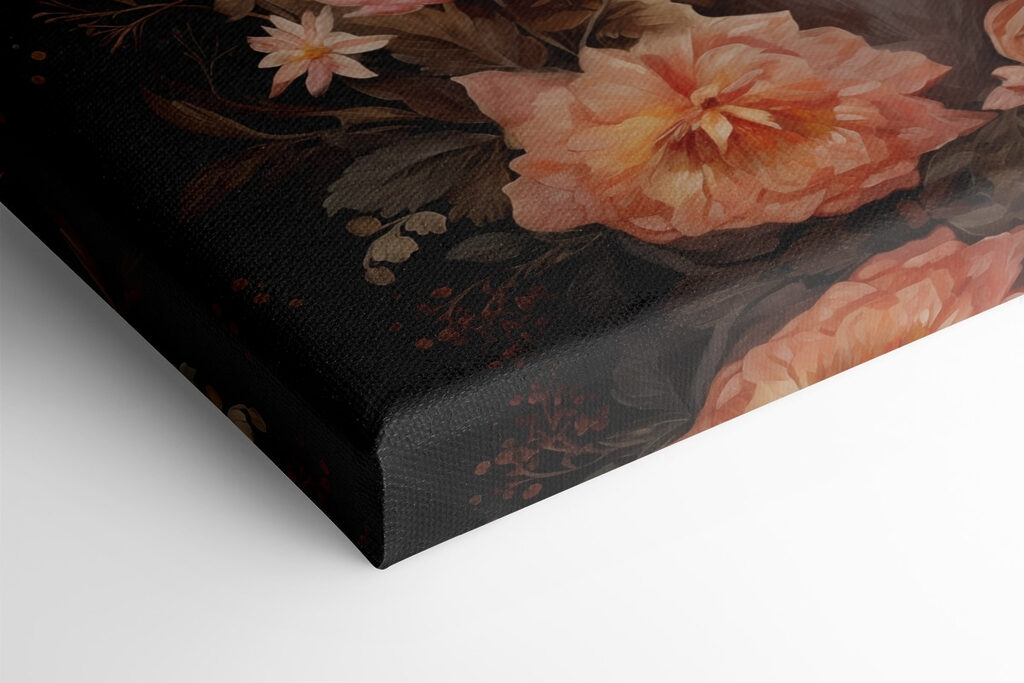 Painting of a deer surrounded by flowers