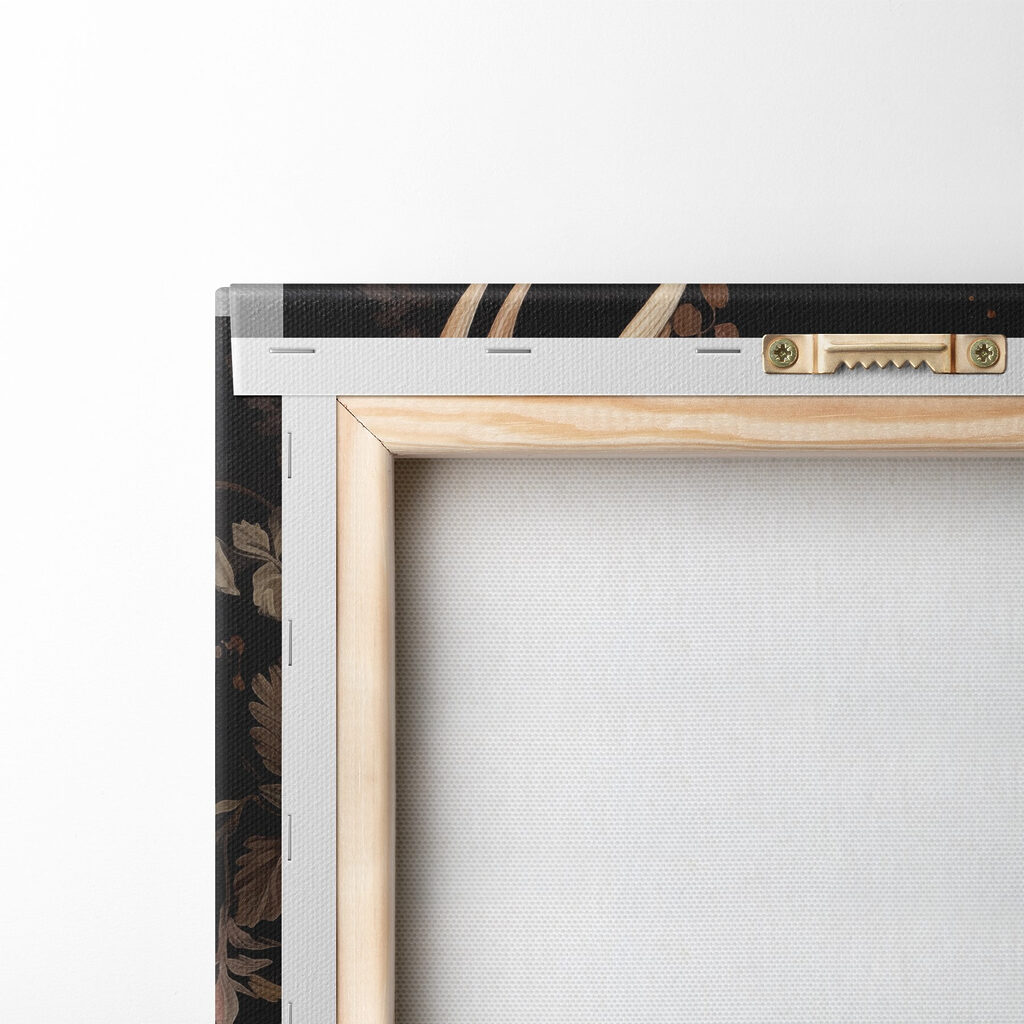 Painting of a deer surrounded by flowers