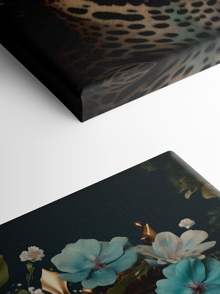 Leopard with a crown and flowers