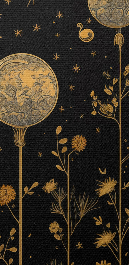 Moon phases in a black background