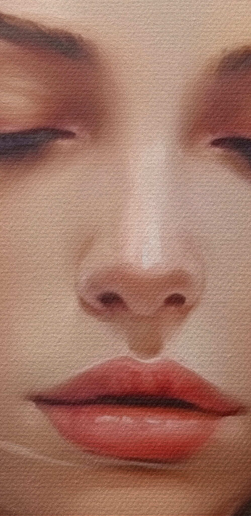 Painting of a woman with flowers in her hair