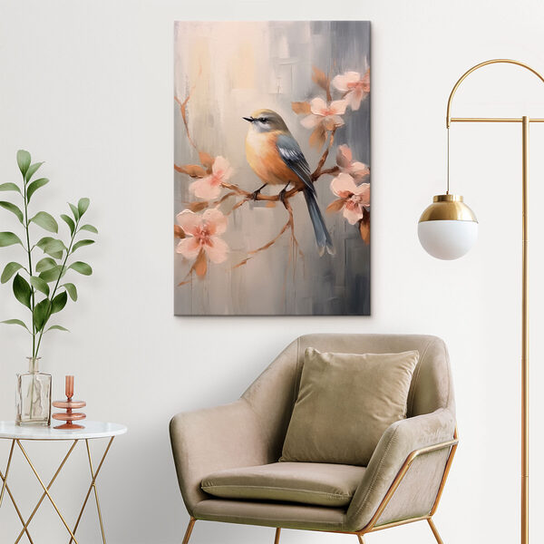 Bird on a branch with flowers Bird on a branch with flowers