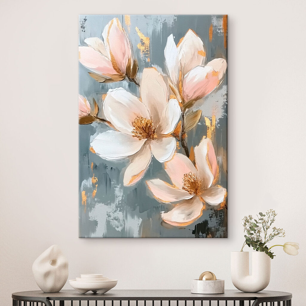 Painting of flowers on a blue background Painting of flowers on a blue background