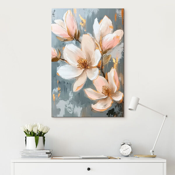 Painting of flowers on a blue background Painting of flowers on a blue background