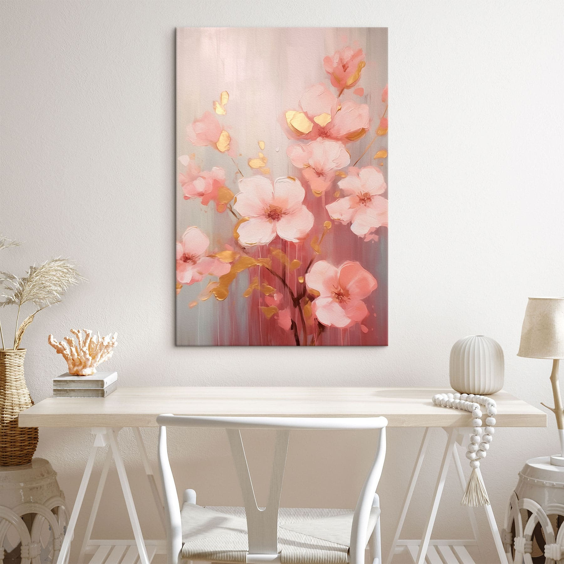 Painting of pink flowers