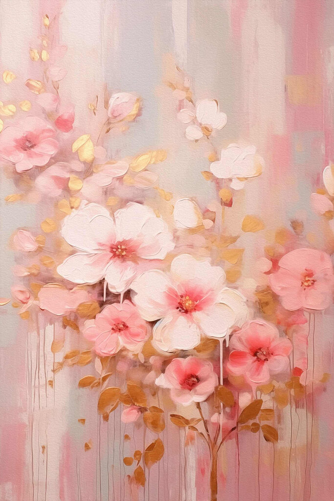 Painting of pink flowers Painting of pink flowers