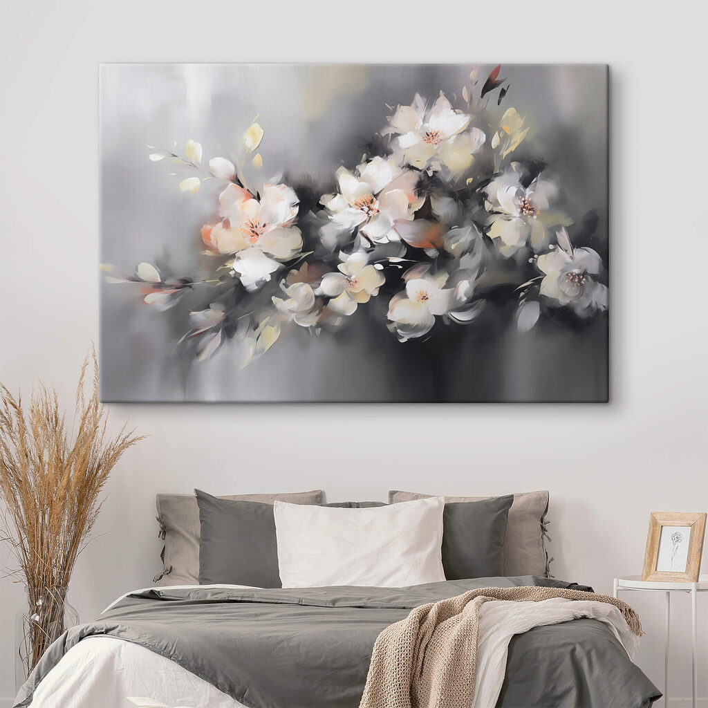 Painting of flowers on a grey background Painting of flowers on a grey background