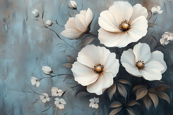 Painting of white flowers Painting of white flowers