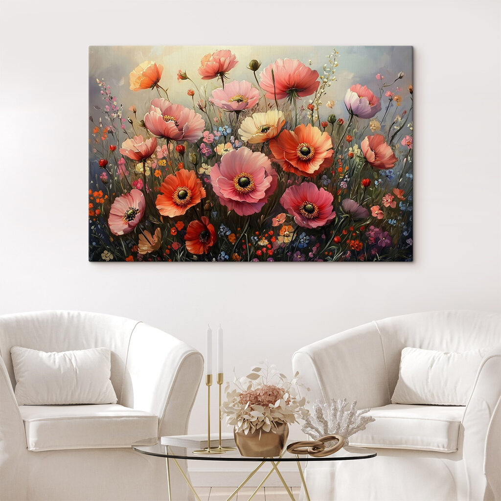 Painting of flowers in a field Painting of flowers in a field