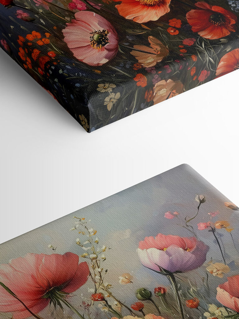 Painting of flowers in a field Painting of flowers in a field