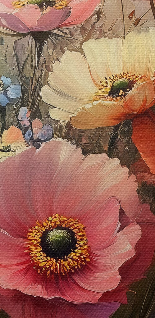 Painting of flowers in a field Painting of flowers in a field