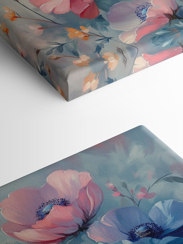 Painting of flowers on a blue background Painting of flowers on a blue background