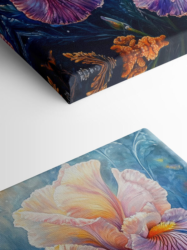Painting of flowers with yellow and purple petals Painting of flowers with yellow and purple petals