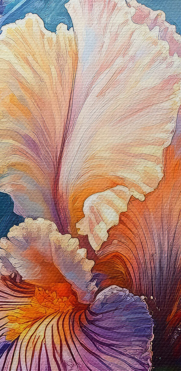 Painting of flowers with yellow and purple petals Painting of flowers with yellow and purple petals