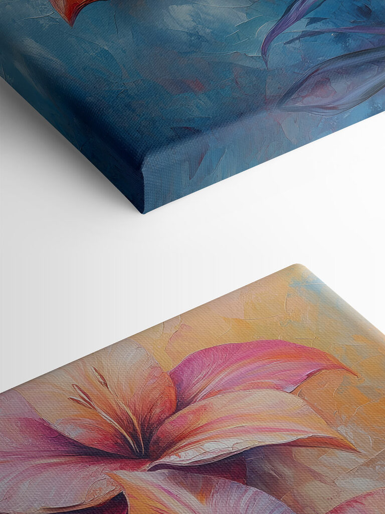 Painting of flowers on a blue background Painting of flowers on a blue background