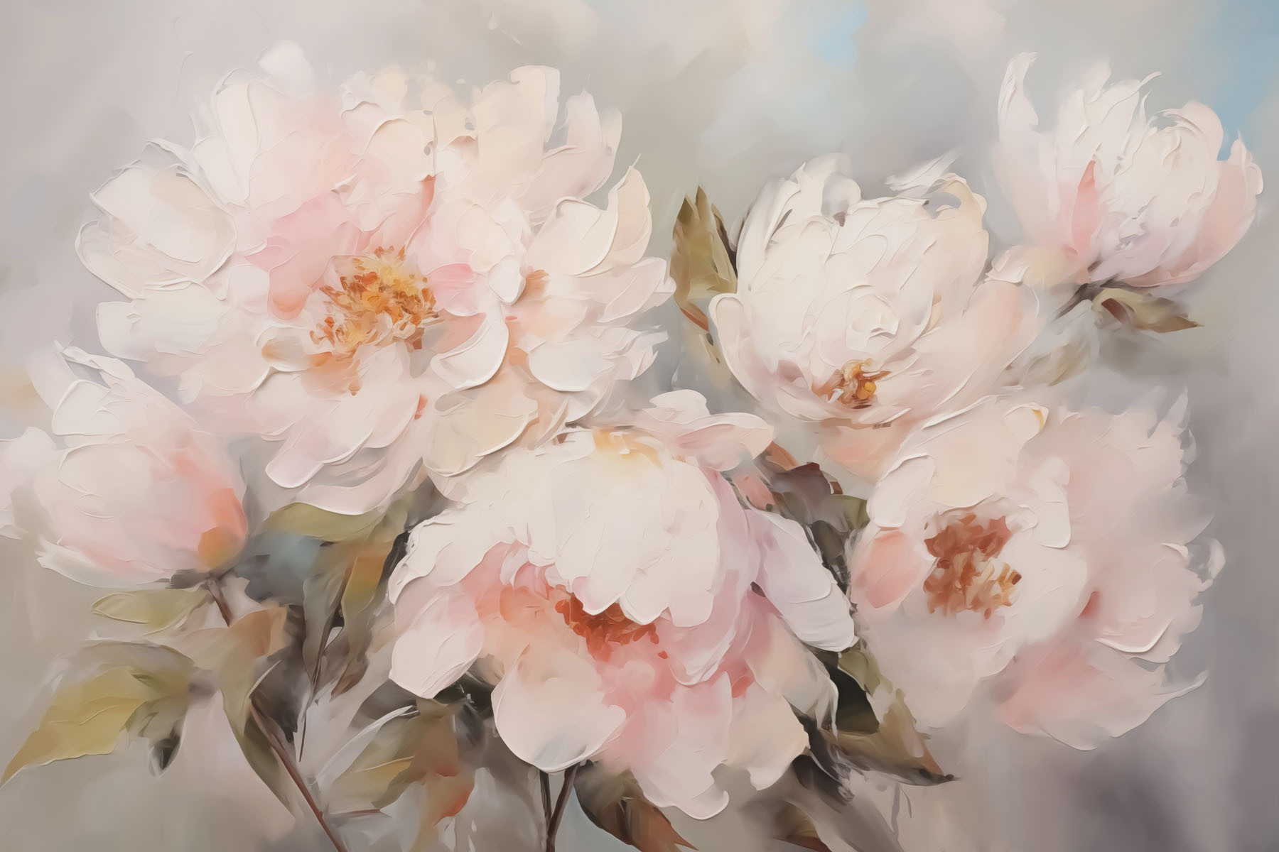 Painting of flowers on a white surface