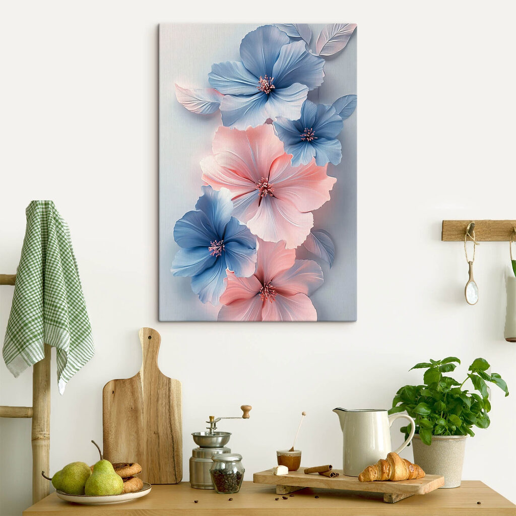 Group of blue and pink flowers Group of blue and pink flowers